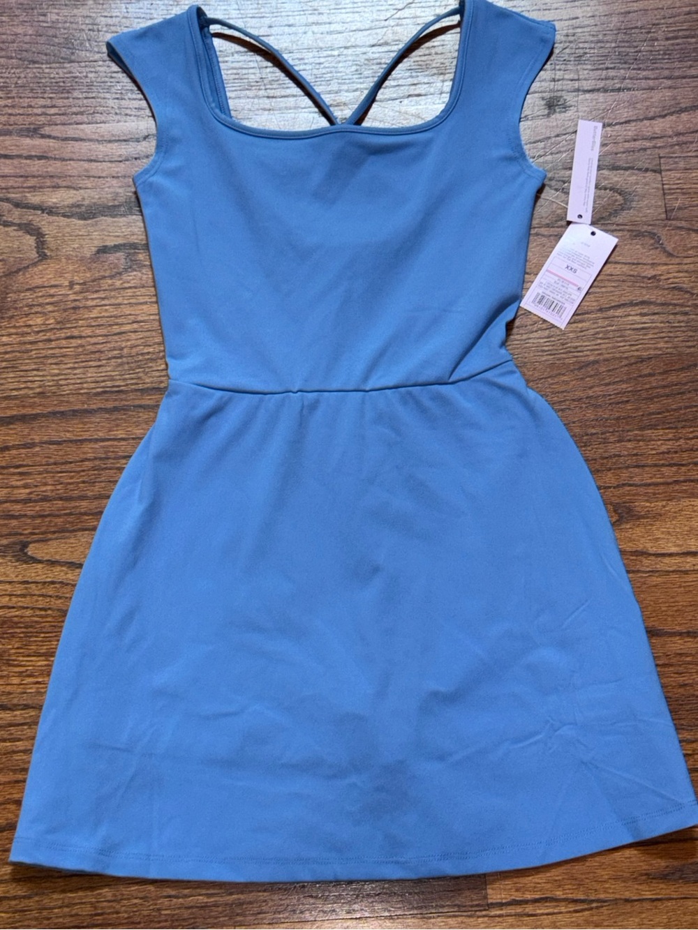 NWT! XXS Blue Scoop Neck athletic Dress with built in shorts